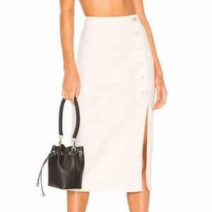 Free People Cream Denim Skirt